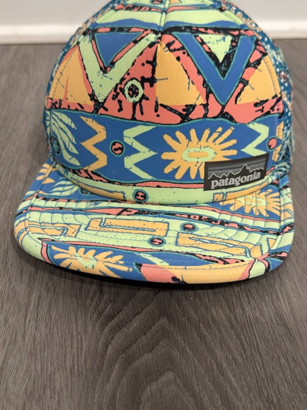 Patagonia Neon Tribal Print Snapback Hat - Blue, Yellow, Coral, Lime - Picture 2 of 10